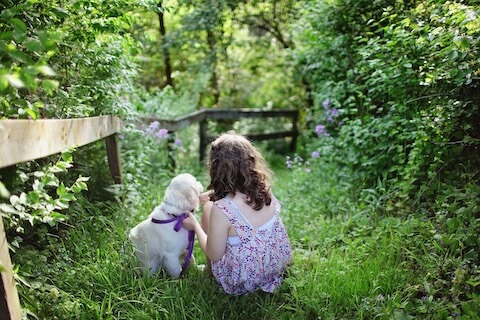 Tiertrauerfeier kind mit hund